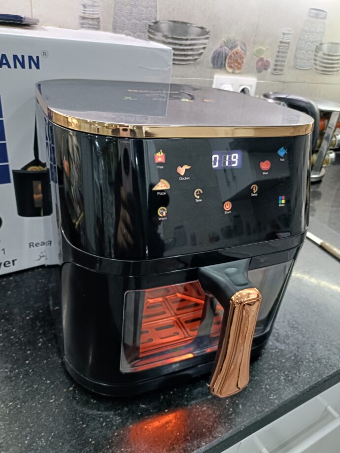 Friteuse sans huile Airfryer 8 litres BRANDMANN Originale avec 8 prereglages et une lampe Avec Fenêtre Visible – Image 2