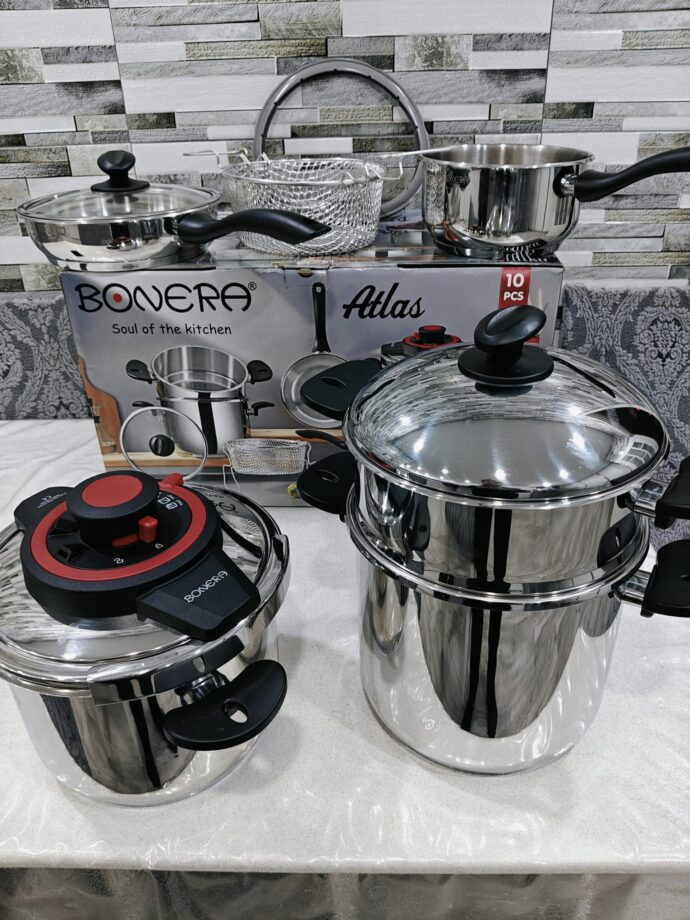 Pack 10 pieces Cocotte 6L + 8L Bonera original turque inox 18/10 haute qualité – Image 8