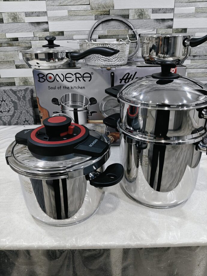 Pack 10 pieces Cocotte 6L + 8L Bonera original turque inox 18/10 haute qualité
