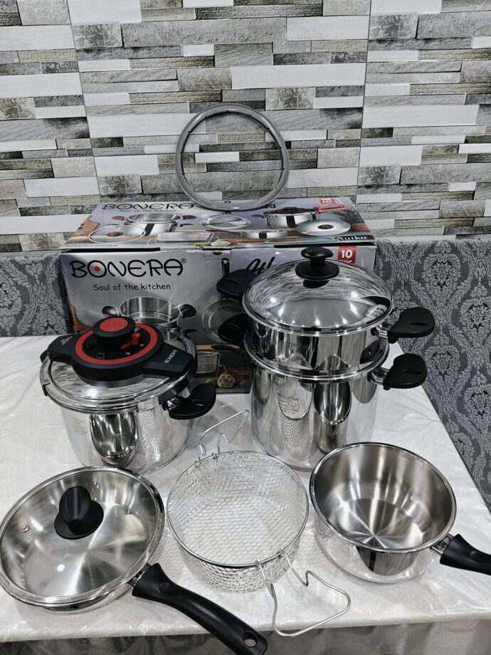 Pack 10 pieces Cocotte 6L + 8L Bonera original turque inox 18/10 haute qualité – Image 2